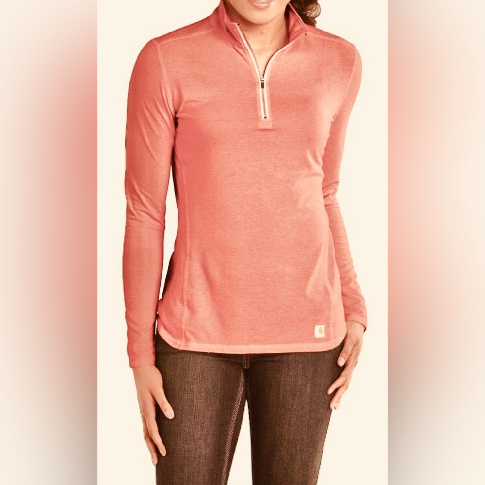Carhartt Women's Force® Pullover 1/4 Zip Long Sleeve Style 100440 Peach Size S